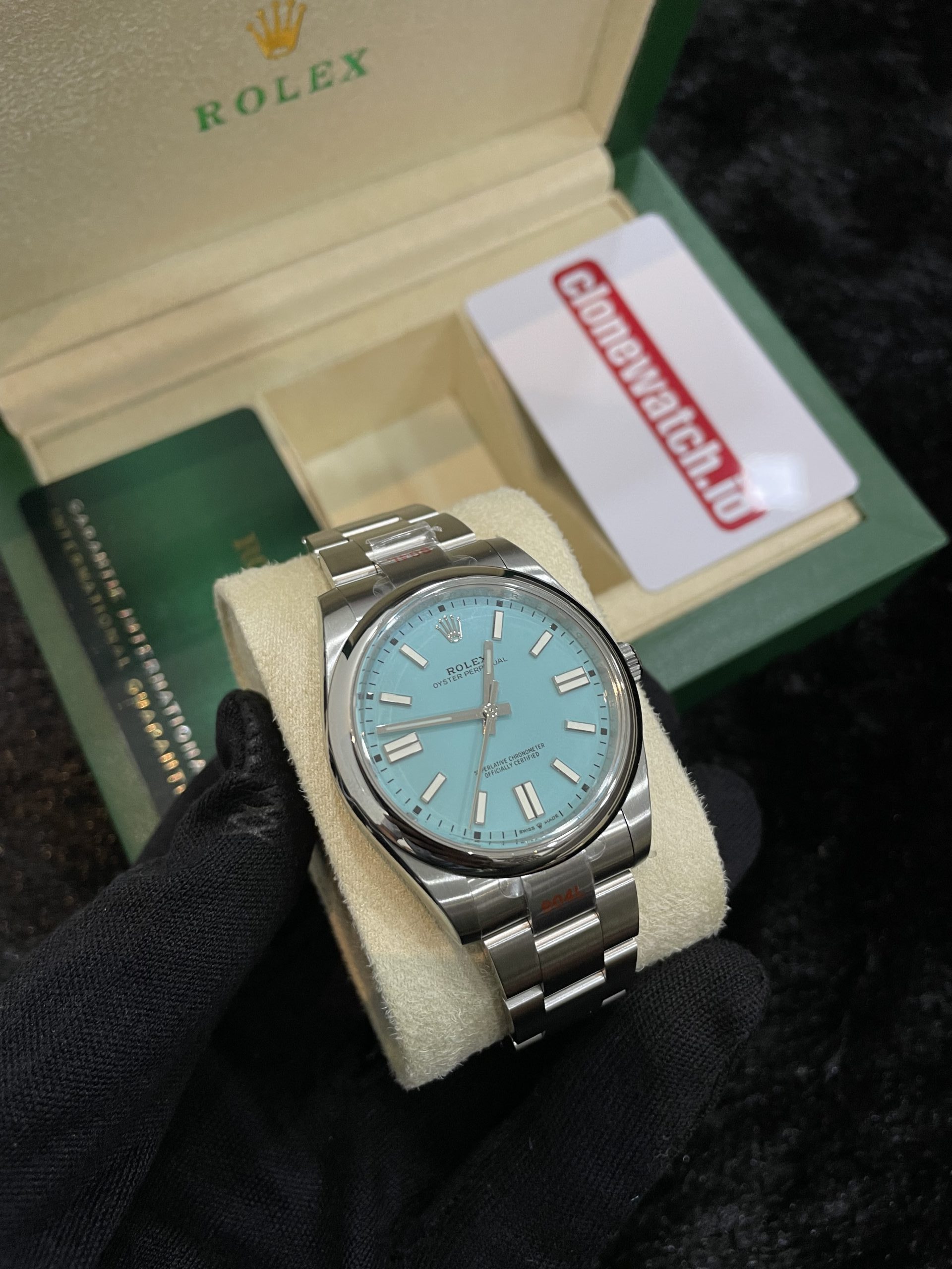 Replica Rolex Tiffany Oyster Perpetual 41mm Turquoise Blue dial Clone Copy