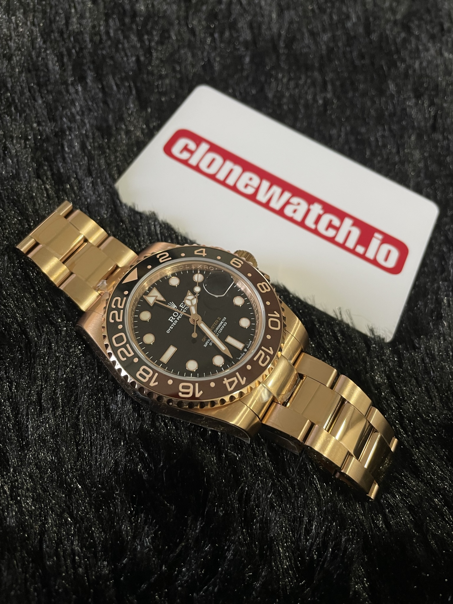 Rolex GMT Master II Rootbeer Rose Gold 126715CHNR Super Clone