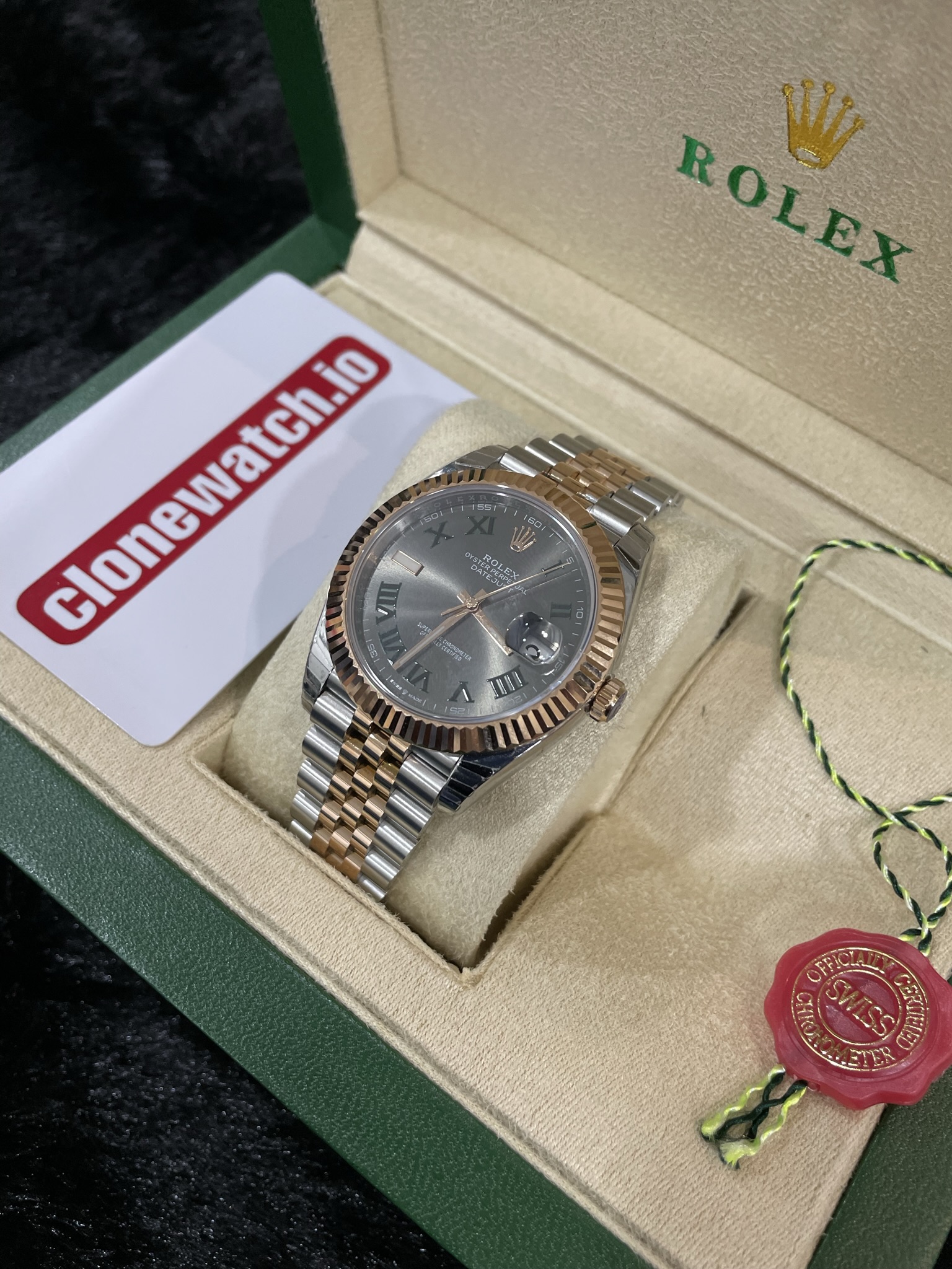 1:1 Replica Rolex Datejust 41 Wimbledon Rose Gold Ref126334 Swiss 3235 Clone Movement