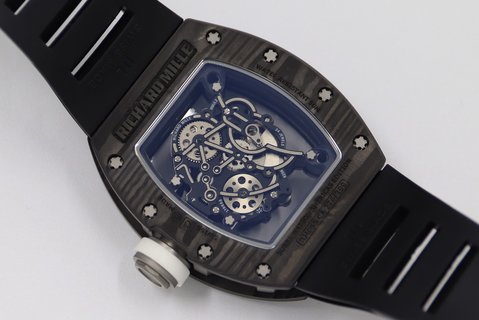 RM055 Bubba Watson Edition Black Rubber Strap White Dial NTPT Carbon Swiss 8215 Clone Movement