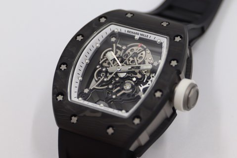 RM055 Bubba Watson Edition Black Rubber Strap White Dial NTPT Carbon Swiss 8215 Clone Movement
