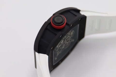 Super Clone RM055 Bubba Watson Black NTPT Carbon Fiber White Rubber Strap