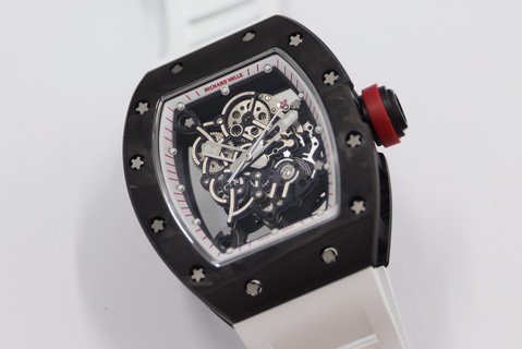 Super Clone RM055 Bubba Watson Black NTPT Carbon Fiber White Rubber Strap