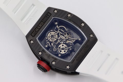 Super Clone RM055 Bubba Watson Black NTPT Carbon Fiber White Rubber Strap