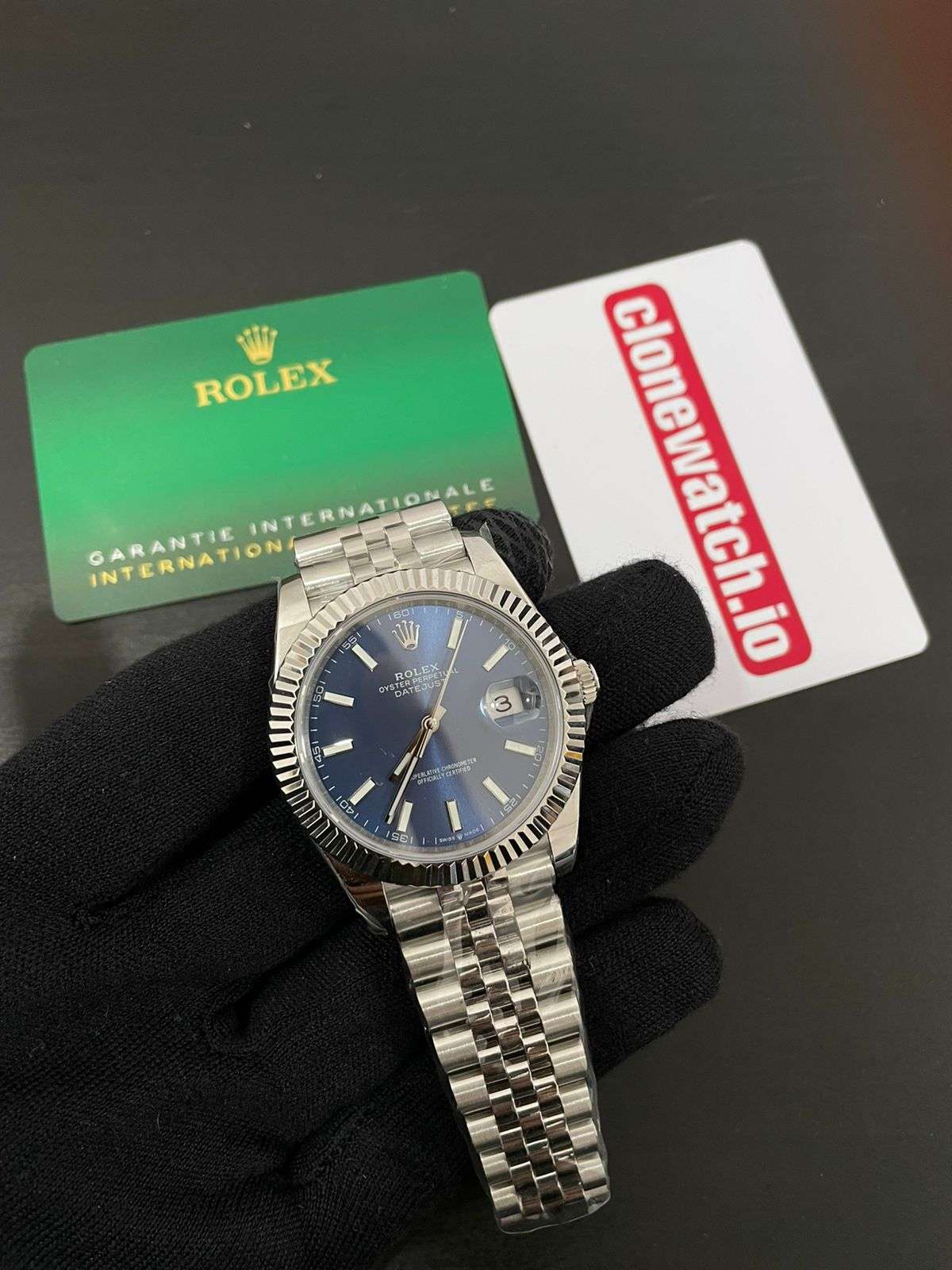 Rolex date just 41 blue dial replica (clean factory) 3235 Movement