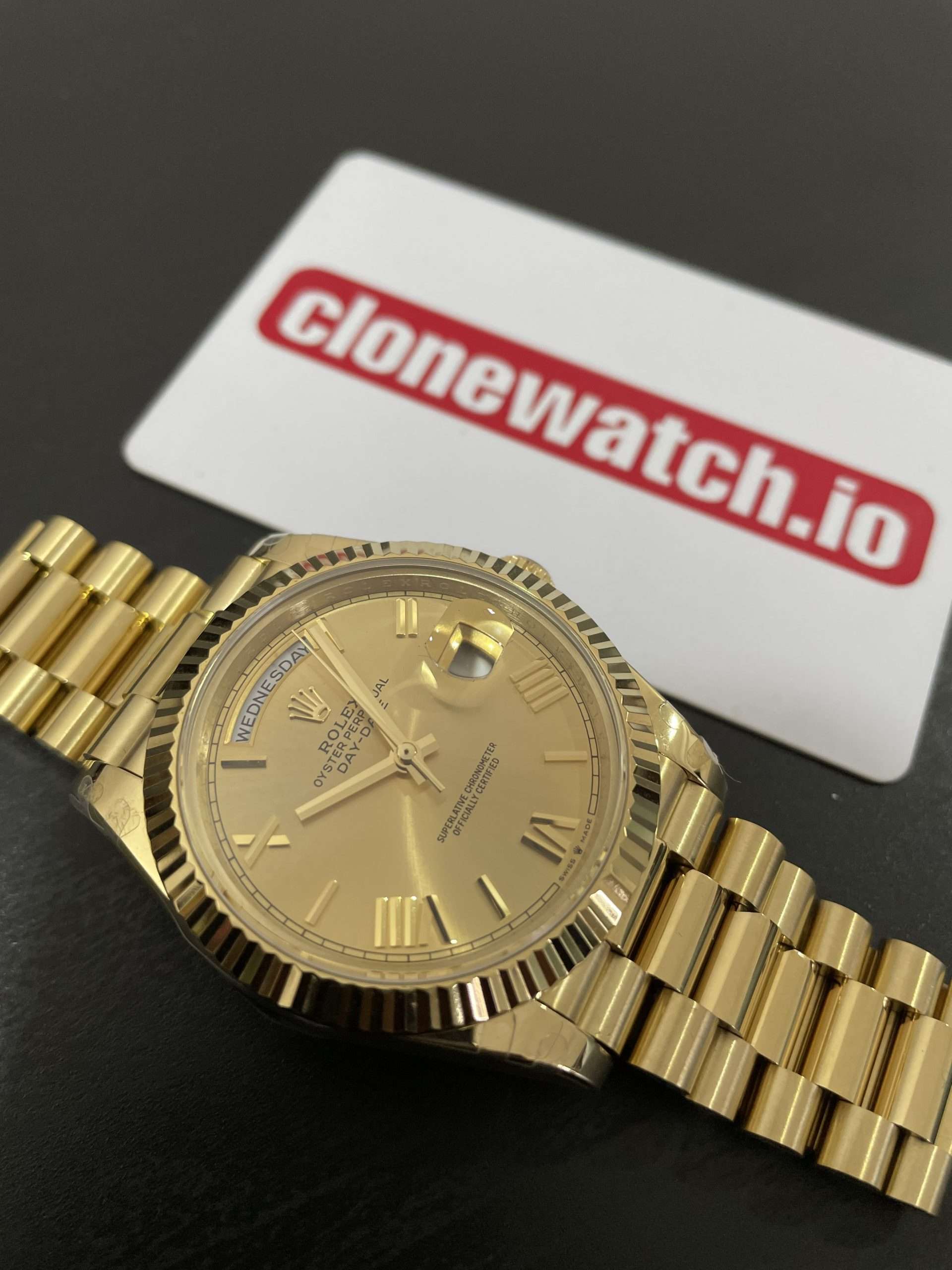 Best Clone Rolex Day Date Yellow Gold Swiss 3255 Movement Replica Watch