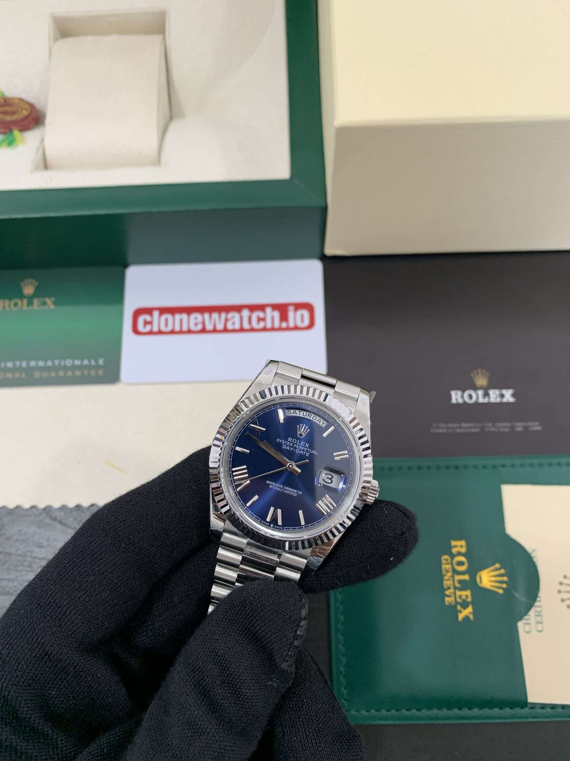 Rolex Day date 40 Blue Dial Swiss 3235 Movement Replica