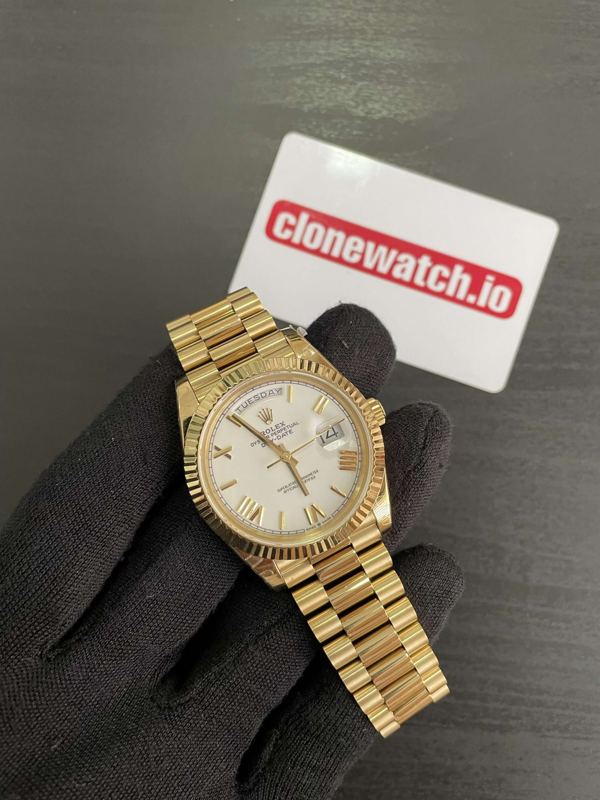 Absolute Best Replica Rolex Day Date 40 All Gold White Dial Swiss 3255