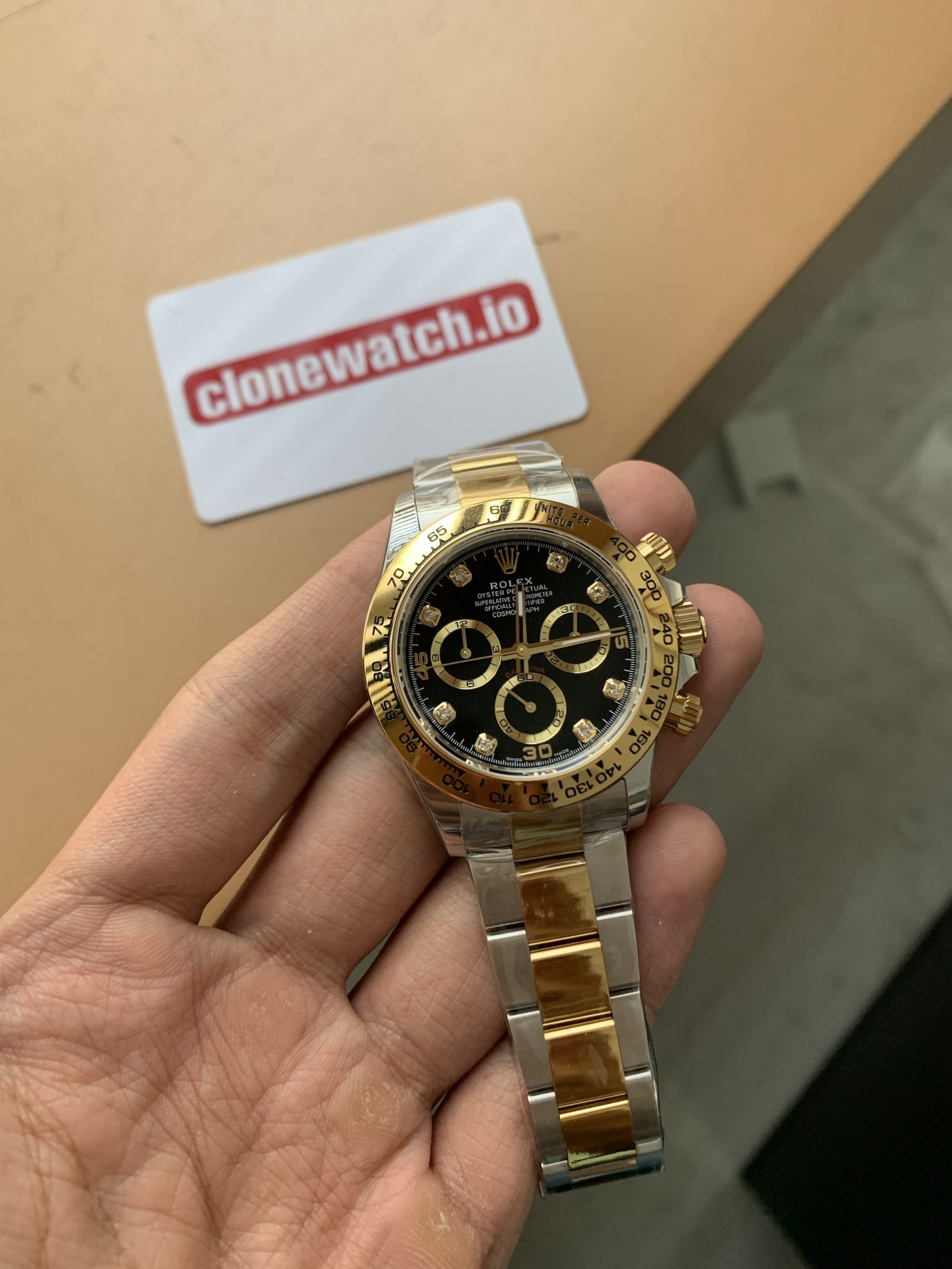 Rolex Daytona Superclone Two Tone Diamond Markers Black Dial