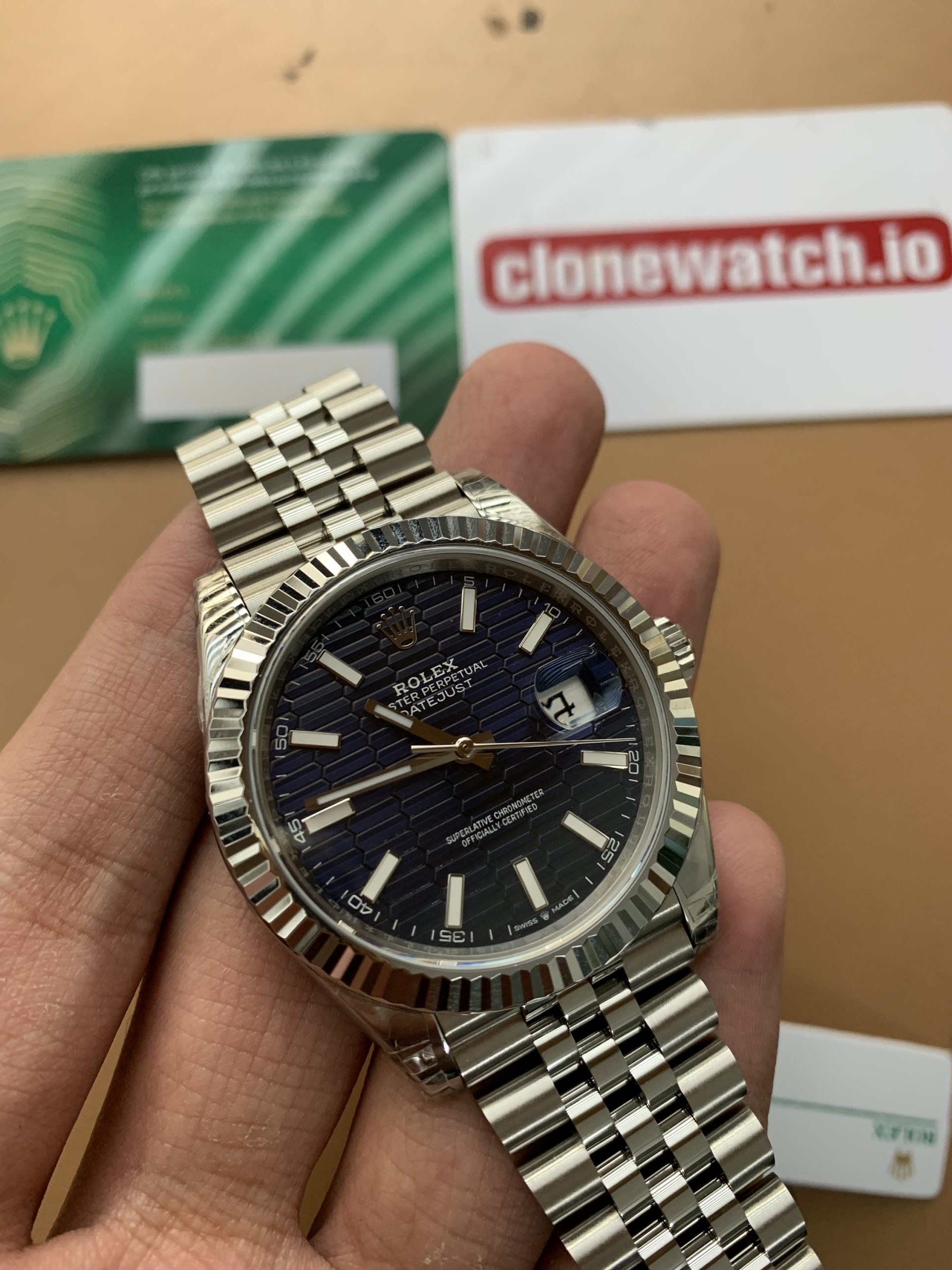 Buy Best 1:1 Rolex Datejust 41 Replica Fluted Motif Blue Dial 3235