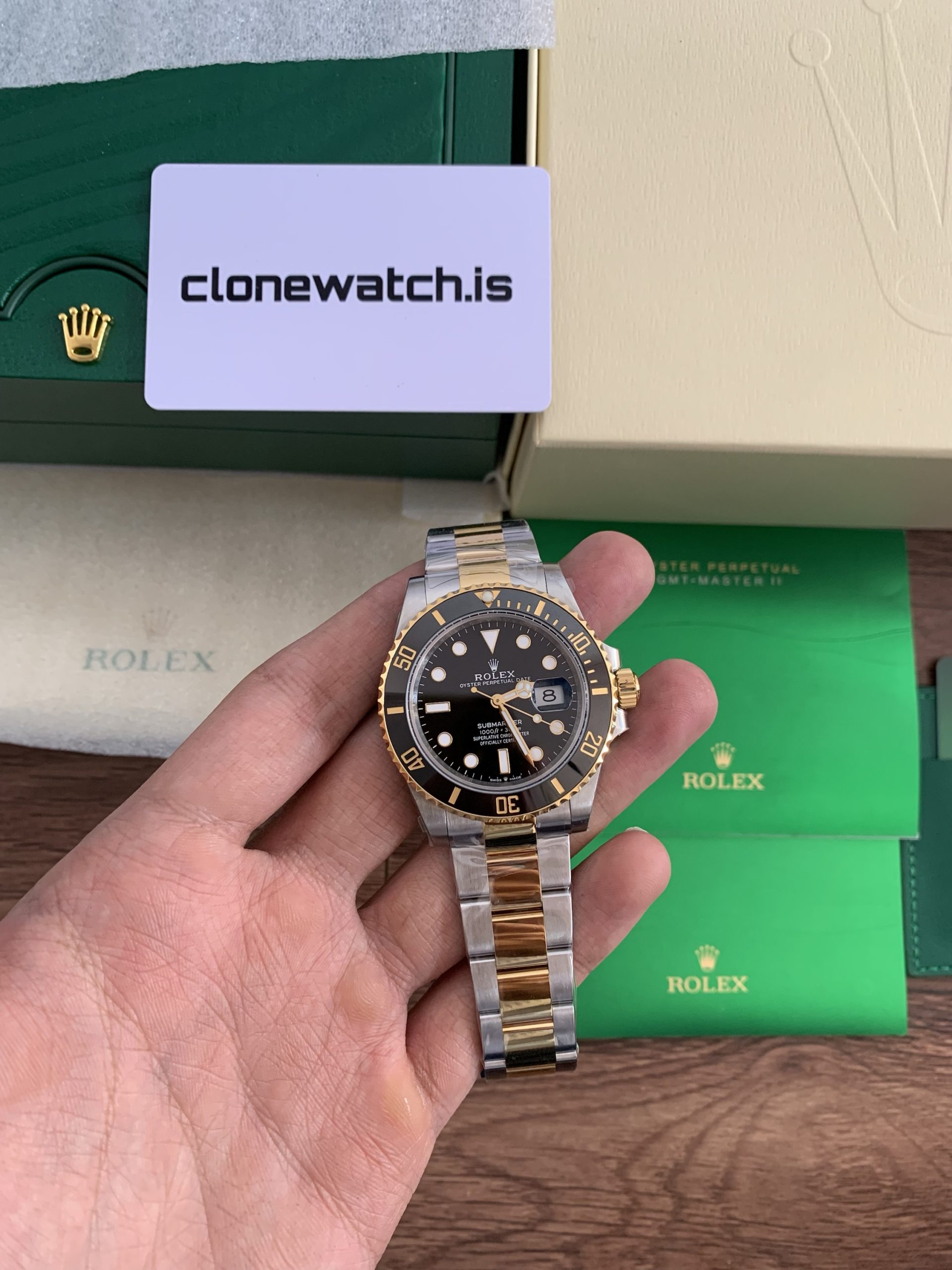 Super Clone Rolex Submariner Two Tone Black Dial • Best Super Clone Watches